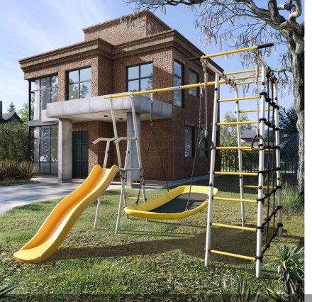 Дачный комплекс "Богатырь" + ЛОДКА качели Romana 103.07.06 (серый/жёлтый)