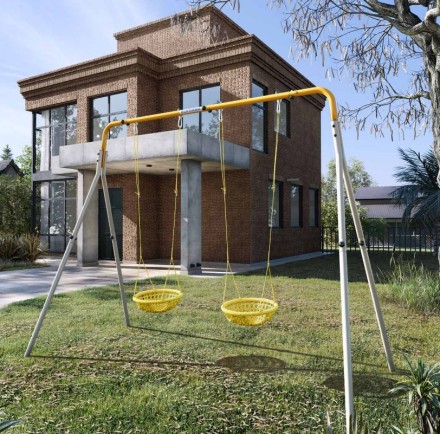 Качели двойные + СЕТКА качели Romana R.103.28.04 (серый, серый/желтый)