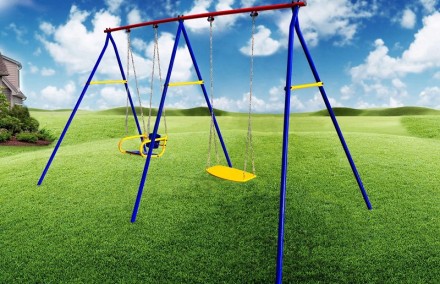 Качели дачные "Пионер 2" двойные качели цепные со спинкой + качели цепные