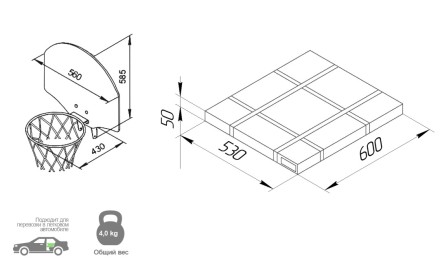 Щит баскетбольный Romana 1.Д-04.03