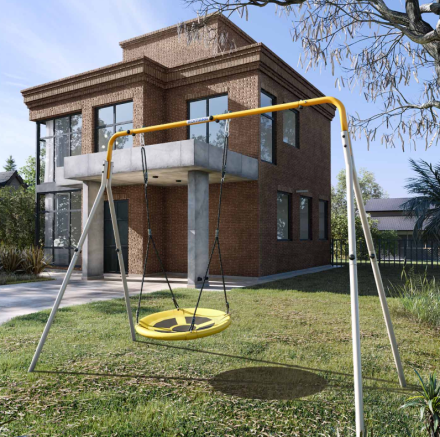 Качели двойные + ГНЕЗДО качели Romana (серый/желтый, серый) R.103.28.04