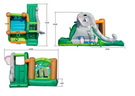 Надувной батут с горкой "Слоник" арт. 9274