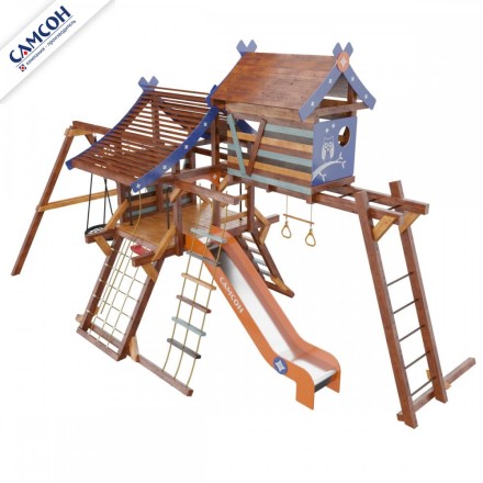 Детский деревянный городок Хижина ДИП Аквитания с рукоходом и мансардой