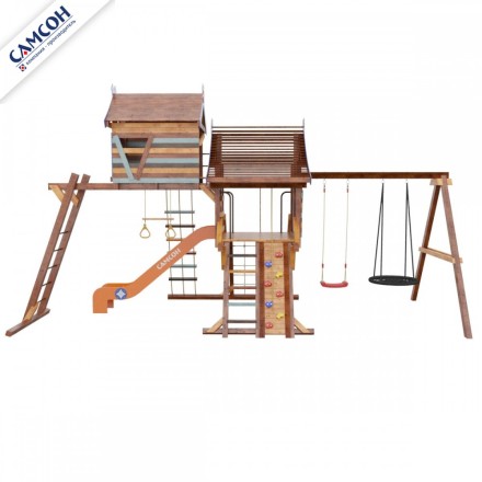 Детский деревянный городок Хижина ДИП Аквитания с рукоходом и мансардой