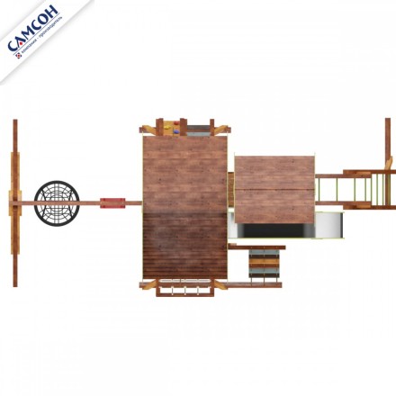 Детский деревянный городок Хижина ДИП Аквитания с рукоходом и мансардой